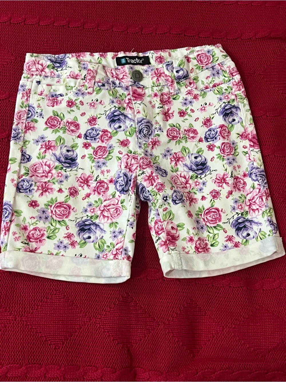 Kids cotton shorts - Pink & Purple flowers